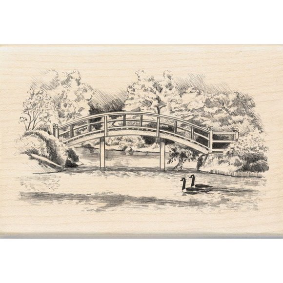 Inkadinkado Walking Bridge Wood Stamp NWT Crafts Scrapbooking - Picture 1 of 1